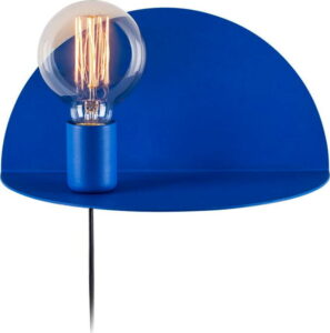 Modrá nástěnná lampa s poličkou Shelfie Anna