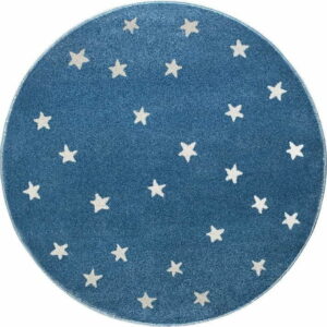 Modrý kulatý koberec s hvězdami KICOTI Azure Stars
