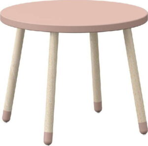 Růžový dětský stolek s nohami z jasanového dřeva Flexa Play