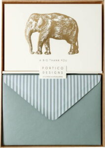 Sada 10 komplimentek s obálkami Portico Designs FOIL Big Elephant Portico Designs