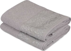 Sada 2 šedých ručníků z čisté bavlny