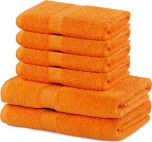 Set 2 bavlněných oranžových osušek a 4 ručníků DecoKing Marina DecoKing