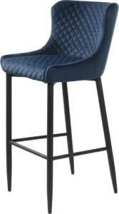 Tmavě modrá čalouněná barová židle Unique Furniture Ottowa Unique Furniture