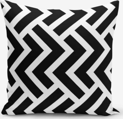 Černo-bílý povlak na polštář s příměsí bavlny Minimalist Cushion Covers Black White Geometric Duro
