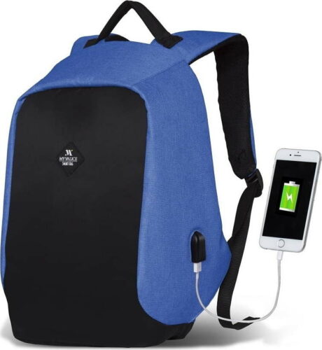 Černo-modrý batoh s USB portem My Valice SECRET Smart Bag Myvalice