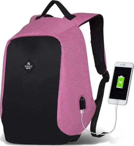 Černo-růžový batoh s USB portem My Valice SECRET Smart Bag Myvalice