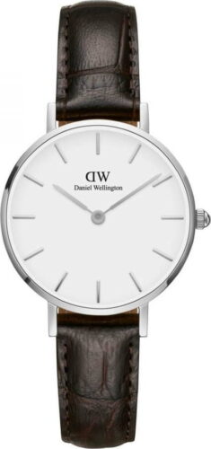 Dámské hodinky s koženým řemínkem a bílým ciferníkem s detaily stříbrné barvy Daniel Wellington Petite York