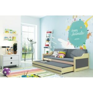 Dětská postel nebo gauč s výsuvnou postelí DAVID 190x80 cm Modrá Šedá BMS