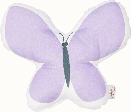 Fialový dětský polštářek s příměsí bavlny Apolena Pillow Toy Butterfly