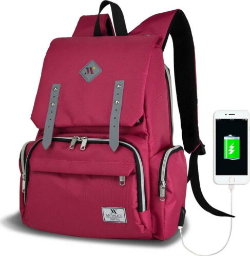 Fuchsiový batoh pro maminky s USB portem My Valice MOTHER STAR Baby Care Backpack Myvalice