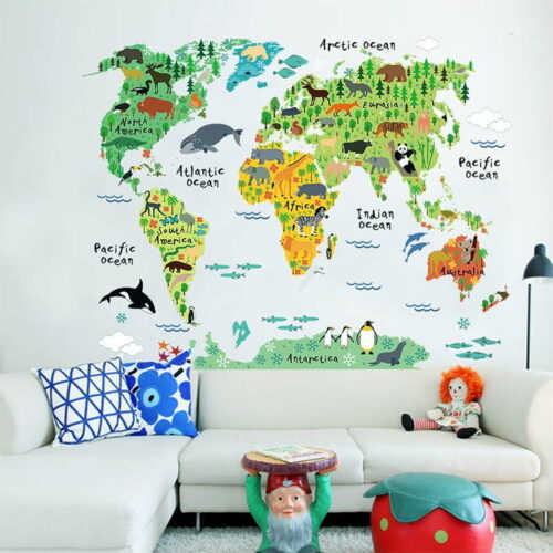 Nástěnná dětská samolepka Ambiance World Map