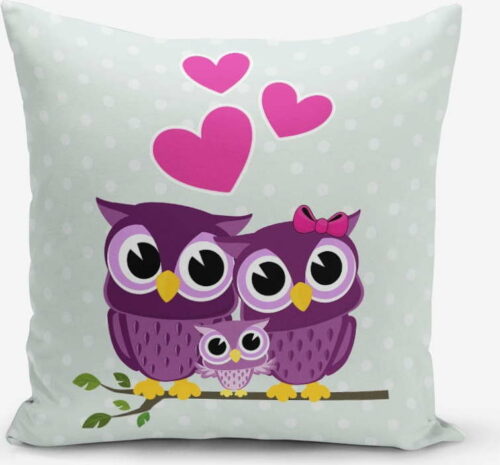 Povlak na polštář s příměsí bavlny Minimalist Cushion Covers Hearts Owls