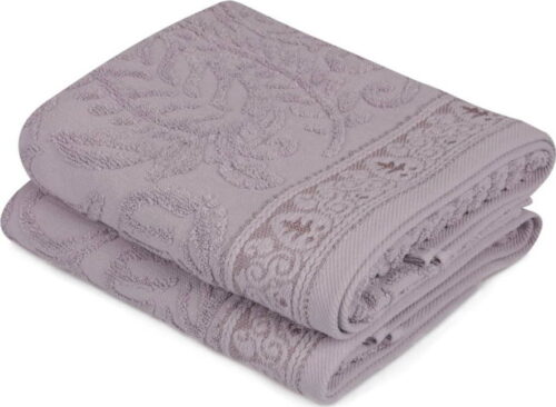 Sada 2 fialových bavlněných ručníků na ruce Catherine