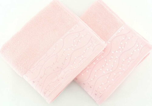 Sada 2 růžových ručníků z čisté bavlny Tomuruk
