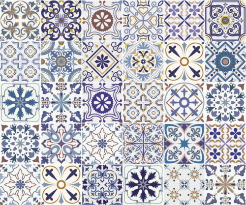 Sada 30 nástěnných samolepek Ambiance Tiles Azulejos Riviera