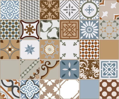 Sada 30 nástěnných samolepek Ambiance Wall Stickers Cement Tiles Azulejos Estefania