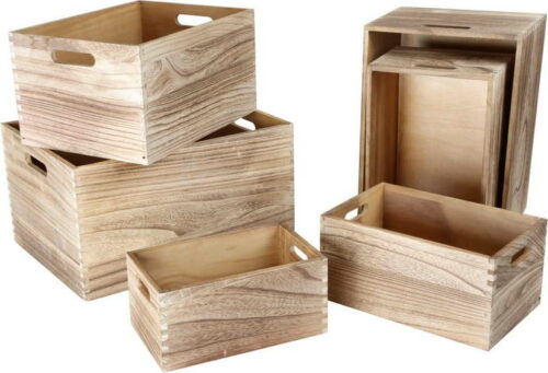 Sada 6 dřevěných úložných boxů Legler Wooden Legler