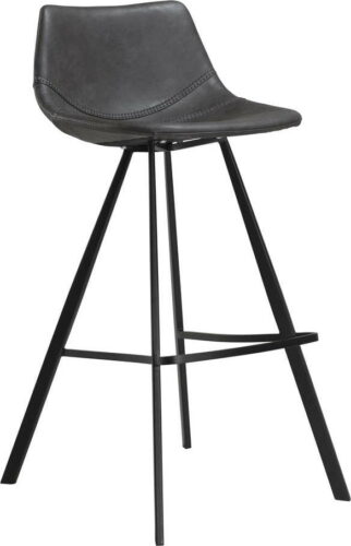 Šedá barová židle z eko kůže s černým kovovým podnožím DAN–FORM Denmark Pitch ​​​​​DAN-FORM Denmark
